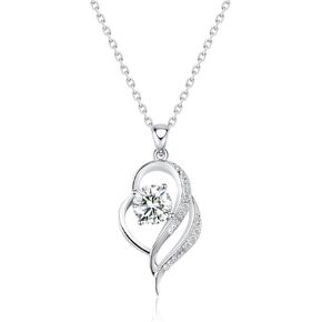 G&GEMSJEW Moissanite Pendant Adjustble Necklace for Women Mothers Day Valentines Birthday Gift for Her 18k White Gold Rhodium Plated GRA Certified Lab Grown VVS1