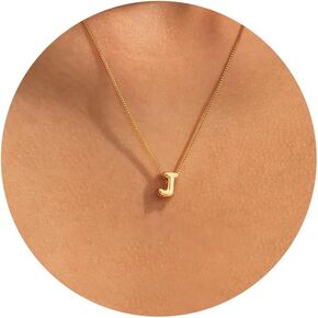 Gold Letter Necklace, Cute Initial Necklaces for Women 14k Gold Plated Balloon Letter Necklace Dainty Gold Necklaces for Women Trendy Charm Name Choker Fashion Womens Jewelry