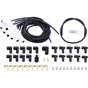 Universal Spark Plug Ceramic 8.0mm 135 Degree Boots Wire Kit fits for V8