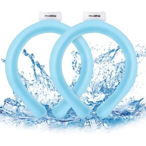 Neck Cooling Tube-2 PCS INCAFLINT Reusable Neck Cooler for Summer, Wearable Neck Cooling Wraps for Outdoor Indoor Summer Activities, Sports, Workers, Blue & Blue