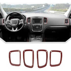 Jecar Red Carbon Fiber Dash Dash Cover Cover Kit Fit for 2011-2020 Dodge Durango Indior Accessories (4pcs)