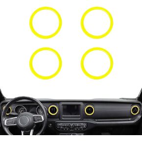 4 PCS Air Conditioning Outlet Trim Cover Aluminum Alloy AC Vent Decoration Ring Center Console Dashboard Interior Accessories Compatible with Wrangler JL 2018-2023 Gladiator JT 2020-2023 (Red) in Kuwait