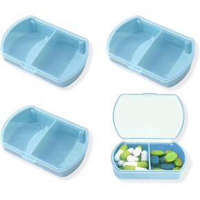 2PCS Small Pill Case Travel Pill Box Cute Pill Organizer for Purse Portable Daily Medicine Organizer 2 Compartment Pill Holder for Vitamins, Fish Oil, Supplements