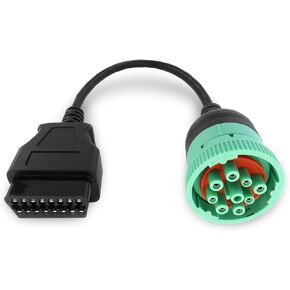 Green Type 2 9 Pin J1939 Male to 16pin OBD2 Female Adapter J1939 to OBD2 Adapter Cable for Heavy Duty Trucks & Commercial Vehicles