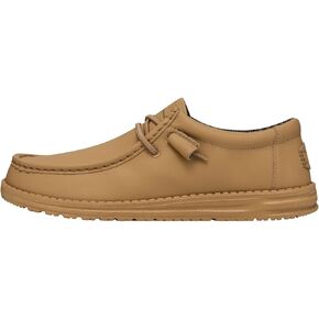 Hey Dude Wally Mono Leather Tan Size 8 | Men’s Shoes | Men's Slip-on Loafers | Comfortable & Light-Weight
