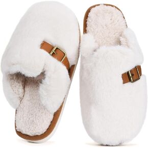 Winter Plush Fluffy Fur Slippers for Women, Soft Warm Indoor Slides, Comfort Anti Slip Bedroom House Shoes