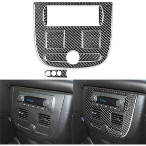 NVCNX Real Carbon Fiber Accessories for Chevy Silverado 1500 / GMC Sierra 2007-2013 2008 2009 2010 2011 2012 Dash Center Air Vent Panel Cover Interior Trim Sticker Decal 1PC - not for LTZ/SLT/Denali