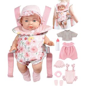 GAGAKU Baby Doll Carrier for Little Girls Baby Carrier for Dolls Reborn Baby Doll Carrier Toddlers 1-3 Years Old Babydoll Carrier - Pink Rose of Sharon