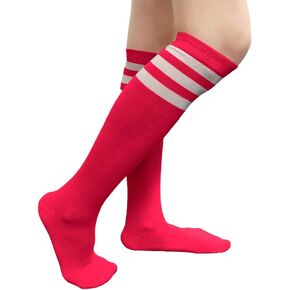 COUVER Striped Knee High Fashion Casual Tube Cotton Socks, 9-11, 1 Pair