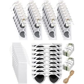 25 Set White Heart Shaped Sunglasses Bulk Wedding Bridal Shower Sunglasses Party Favors for Guests Bride(Eucalyptus)