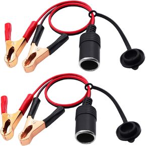 Cigarette Lighter Battery Adapter 18AWG 12V Cigarette Lighter Female Socket to Battery Alligator Clips for Car Electronic Devices 2 Pack(0.4M)