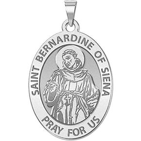PicturesOnGold.com Saint Bernadine of Siena Religious Medal - 1/2 X 2/3 Inch Size of Dime, Sterling Silver