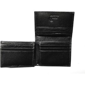 L-Fold Credit Card Trifold Black Leather Wallet - RFID Blocking