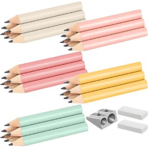 Marspark 30 Pieces Back to School Gift Short Triangular Fat Pencils 3.5 Inch Wooden Triangular Pencil Toddler Triangle Pencil Children Jumbo Pencils with Pencil Sharpener and 2 Erasers (Vivid Colors) in Saudi Arabia