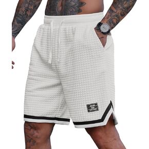 Men’s Waffle Sweat Shorts Basketball Athletic Casual Midweight 8'' Inseam Shorts with Pockets (S-XXL)