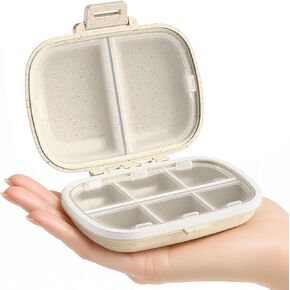 Travel Pill Organizer, 6+2 Extra Large Compartments Portable Pill Case, Daily Pill Box to Hold Vitamins, Small Pill Container for Pocket Purse Medicine Organizer（Pink）