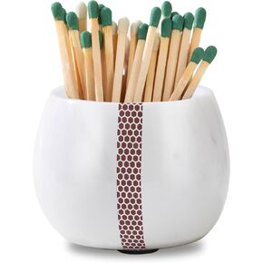 Matches Holder, Natural Marble Match Holder with Striker - Modern Home Decor Gifts - Decorative Holder(White & Grey, Matches NOT Included)