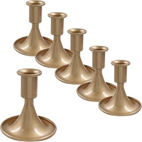 Waziaqoc 6 PCS Gold Taper Candle Holder, Decorative Candlestick Holder, Vintage Metal Candle Stick Holder for Dinning Table, Wedding, Mantel, Centerpieces, Party, Holiday