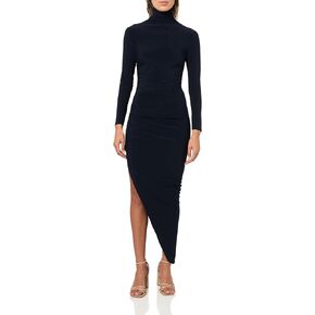 NORMA KAMALI Women's Long Sleeve Turtle Neck Side Drape Gown