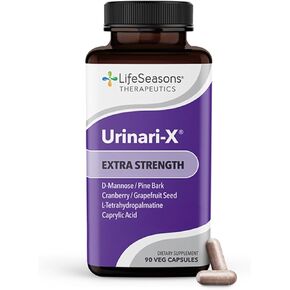 Urinari-X Extra Strength with Enhanced Comfort - Urinary Tract Support - Fast UTI Relief - Vitamin Supplement for Bladder Function - D-Mannose, Cranberry, Pinebark, Uva Ursi & Grapefruit - 90 Capsules