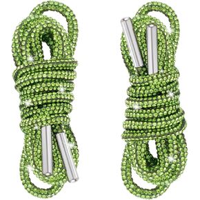 2pcs Glitter Rhinestone String, Bling Hoodie Drawstring Replacement, Sparkly Crystal Round Shoelaces for Sweatpants Shorts Shoes Bags Dresses Hoodies Bags- Light Green