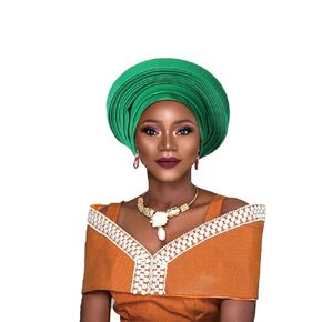 Nigeria Head Ties Party Party Cypgear Elegant African Headtie Turban بالفعل صنعت بالفعل رأس المرأة للسيارات للسيارات للسيارات (مقاس واحد ، برتقالي)