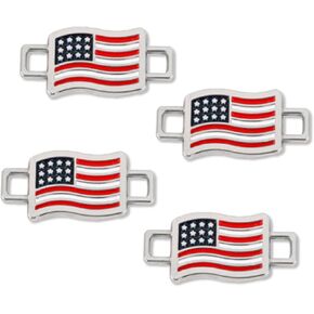 NIIIYTYB American Flag Boot Lace Charm Set USA Flag Shoelace Keeper for Shoes Sneakers Patriotic Lace Charms for Boots Stylish Shoe Accessories for Men Women