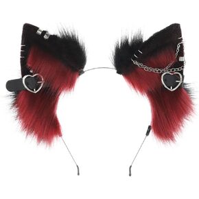 Punk Cat Ears Shape Headband With Dangle Jewelry Decors Hair Hoop Adult Cosplay Live Broadcast Party Headpiece