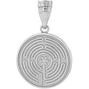 Claddagh Gold Dainty 925 Sterlling Silver Chartres تأمل المتاهة سحر القرص