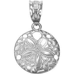 Dainty Sterling Silver Sea Star Charm Sand Dollar Round Pendant
