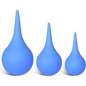 3PCS Hand Bulb Ear Dropper with Add-on Stream Tip Soft Reusable Effective Blue Rubber Squeeze Suction Tool Ear Wax Removal Cleaning Kit for Kids Adults Pet Sinus Rinse Mucus