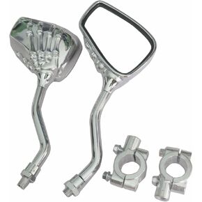 Yibid Universal Chrome Skull hand Pair of Motorcycle Bicycle Rear View Side Mirrors, with 2 x 7/8" Handlebar Mirror Mounts for Yamaha Suzuki Honda Victory Kymco Victory GY6 10mm, 8mm clockwise bolts