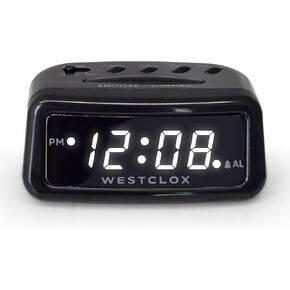Westclox Digital LED Alarm Clock – Large Display, Electric with Battery Backup, Snooze Function, Dimmable Brightness, Compact for Home & Office (Black)