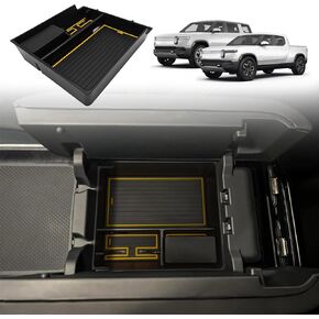 Bestevmod Center Center Console Tresanizer Tray متوافق مع 2022-2025 R1T/R1S قابلة للعملة القابلة للعملة القابلة للذراعين مواد ABS مع ملحقات القطع PVC (V3 أصفر)