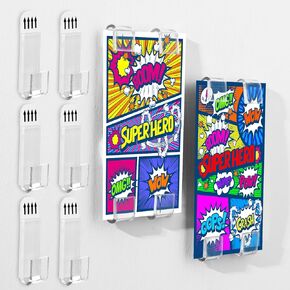 Chunful 24 PCS Comic Book Wall Display Clear Floating Display Relves Comic Book Frame حامل ، غير مرئي ، لا مسامير لاصق ذاتي