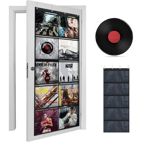 Portable Vinyl Record Frame, 12-inch Vinyl Door Hanging with 10 Display Frames,Album Record Holder Display for Door, Screen, etc.