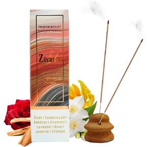 Serene Aura Incense Sticks – Lavender, Bakhoor & Zivamani (3 Fragrances) – 9" Charcoal-Free Agarbatti with Clay Holder – Eco-Friendly Packaging – 150 Sticks for Relaxation & Stress Relief