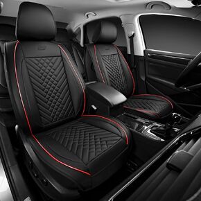 Skechers Car Seat Covers,MAX Cushioning Memory Foam Piping Leather Seat Covers,Waterproof Car Seat Protector Front Seats,Car Seat Cushion Airbag Universal Fit for Most Cars,Vans,Trucks,SUV,Black
