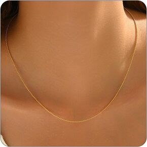 Gold Chain Necklace for Women 18K Gold Plated Dainty Beaded Satellite Beads Coin Dot Twisted Chain Choker Necklaces Simple Gold Chain Jewelry Gifts in Kuwait