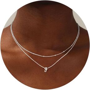 RLMOON Gold Initial Necklaces for Women Tiny Letter Necklace A-Z Dainty Gold Layered Necklace Silver Initial Pendant Choker Necklace Personalized Women Trendy Jewelry