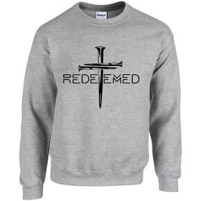 Trenz Shirt Company Mens Chrisitian Sweatshirt Redeemed Cross Nails Crewneck Sweatshirt