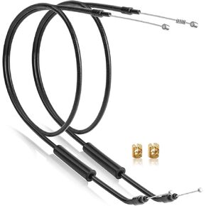 37" Extended Throttle and Idle Cable Extention Kit Stainless Steel Braided Adjustable w/Ferrules Black Fit for 2007-2013 Harley Sportster XL 883 1200 Models with 12" Handlebar