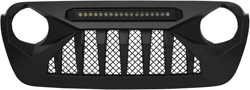 أمريكان تعديل Goliath Grille مع LED Amber Lights متوافق مع Jeep 2018+ Wrangler JL و 2020+ Gladiator JT Models w/o Trailcam ، Matte Black in Kuwait