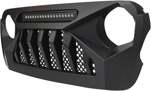 أمريكان تعديل Goliath Grille مع LED Amber Lights متوافق مع Jeep 2018+ Wrangler JL و 2020+ Gladiator JT Models w/o Trailcam ، Matte Black in Kuwait