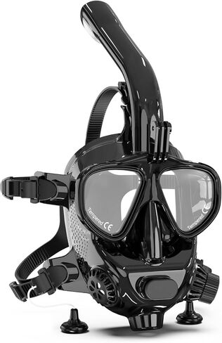Full Face Diving Mask for Scuba Diving, 180° View Panoramic Dive Mask with Camera Mount, Anti-Fog & Anti-Leak Dive Mask Support for Scuba Diving, Compatiable with SMACO S400/400Pro/S700 Scuba Tanks in Kuwait