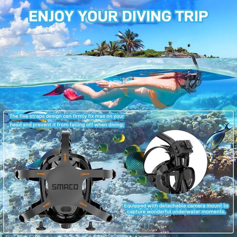Full Face Diving Mask for Scuba Diving, 180° View Panoramic Dive Mask with Camera Mount, Anti-Fog & Anti-Leak Dive Mask Support for Scuba Diving, Compatiable with SMACO S400/400Pro/S700 Scuba Tanks in Kuwait