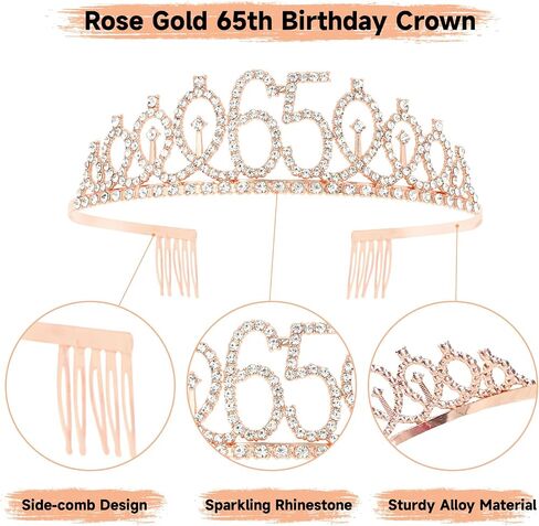65th Birthday Sash and Crown for Women Rose Gold Tiara Crown and 65 & Fabulous Sash 65th Birthday Decorations for Women Gifts for Her in Saudi Arabia