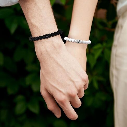 Matching Couples Bracelets Gifts for Girlfriend,Relationship Bracelets for Couple One Year Husband Wife Boyfriend Girlfriend Soulmate,Valentine's Day Birthday Engagement Promise Gift in Saudi Arabia