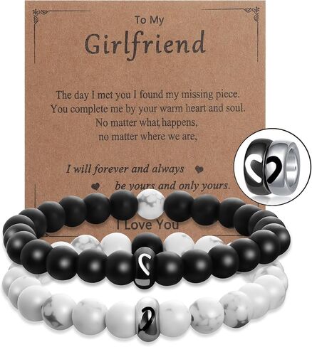 Matching Couples Bracelets Gifts for Girlfriend,Relationship Bracelets for Couple One Year Husband Wife Boyfriend Girlfriend Soulmate,Valentine's Day Birthday Engagement Promise Gift in Saudi Arabia