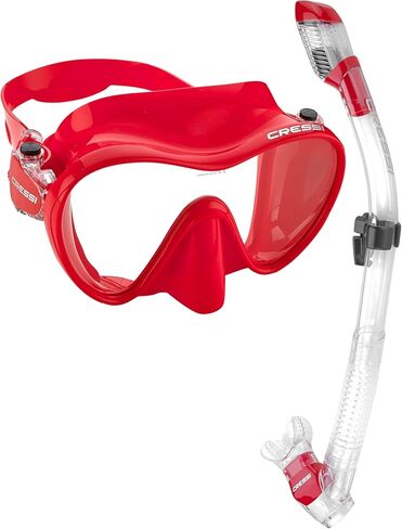 Cressi Italian Design Premium Tempered Glass Lens Frameless Scuba Snorkeling Dive Mask - Dry Snorkel - and Palau Short Snorkeling Fin and Snorkel Set Gear Bag, TTWT-LXL in Saudi Arabia
